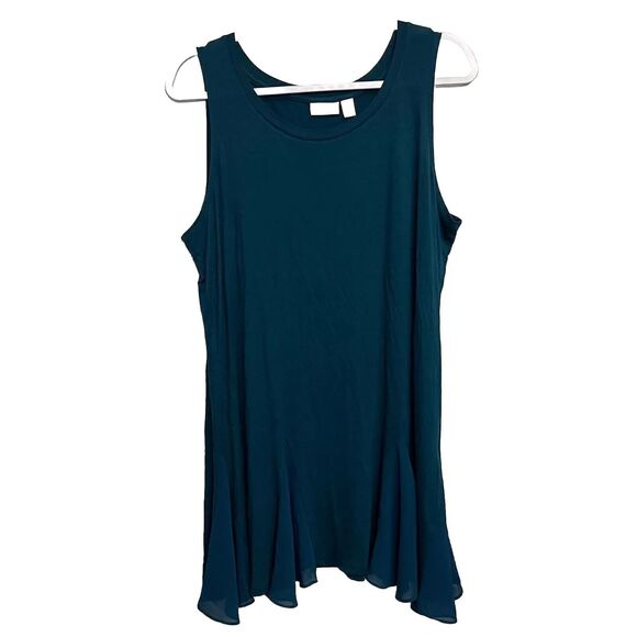 LOGO Layers Lori Goldstein Teal Tunic Sleeveless Tank Top Women's Large Summer - Picture 1 of 5